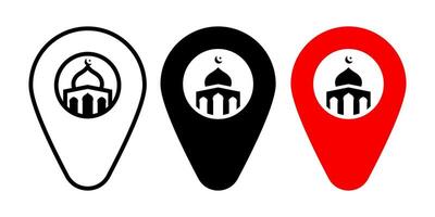 Mosque Location icon set. for mobile concept and web design on white background vector