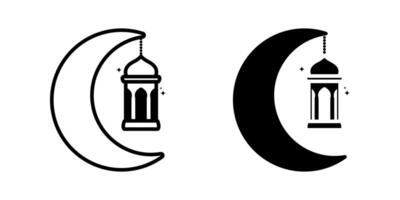 Lantern on Moon icon set. for mobile concept and web design on white background vector