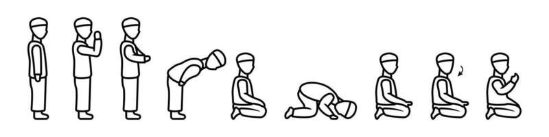Muslim Prayer icon set. for mobile concept and web design on white background vector