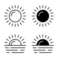 Sun icon set. for mobile concept and web design on white background vector