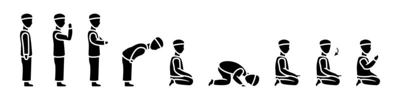 Muslim Prayer icon set.for mobile concept and web design on white background vector
