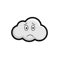 A sad cloud icon with a sad face vector