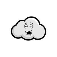 A cartoon cloud with a surprised face vector