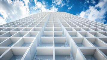 Modern skyscraper, city view, blue sky, clouds, architectural design photo