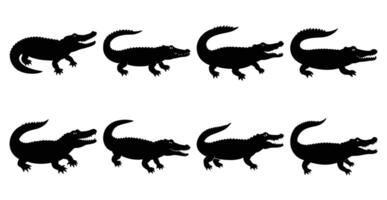 Crocodile Silhouette Bundle for Wildlife and Reptile Design vector