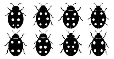 Ladybug Silhouette Bundle for Insect and Wildlife Designs vector