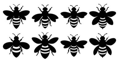 Honeybee Silhouette Bundle for Insect and Wildlife Designs vector