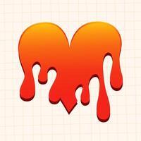 Retro liquid heart isolated on striped background. vector