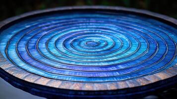 Blue concentric circles bird bath, garden, ripples photo