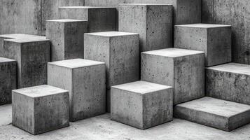 Concrete cubes, urban display, outdoor, architectural design, product background photo