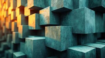Concrete Cubes Sunset Abstract Background photo