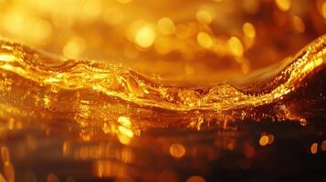Golden liquid flowing over a surface photo
