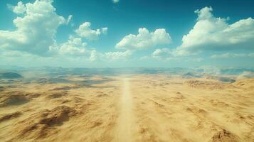 Desert road vanishing point, sunny day, travel, adventure background photo