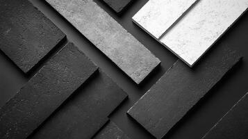 Black and white tiles arranged diagonally photo