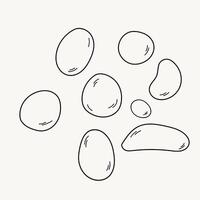 Sea river stones on isolated background. Hand drawn set with pebbles in line art style. Shingle and underwater world, nature, seacoast. Design for card, print, paper, logo, sign, decor vector