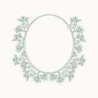 Frame border classic vintage style. Hand drawn illustration. Round oval frame for invitations, wedding decor, menu, monogram, paper, print. Set with elegant background template for design, card vector