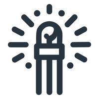 A bright and clear LED icon, perfect for electronics diagrams, educational materials, or tech-related designs. vector