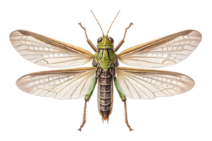 Front view, Desert Locust, is spreading its wings and flying, isolated on a transparent background png
