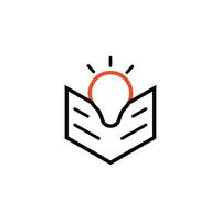 The book and lamp icon design is dominated by black and orange. vector