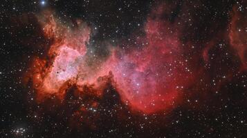 Red nebula cosmic dust space background, astronomy photo