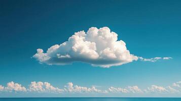 Single cumulus cloud over tranquil ocean, summer sky background, nature photo