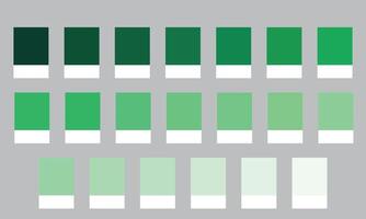Color Palette 20 Shades of Green - Deep, Dramatic to Soft, Glowing Hues with HEX Codes and Names, Colour Swatches and Combinations vector