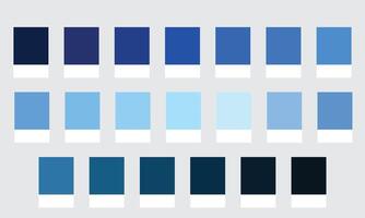Color Palette 20 Shades of Blue - Aquatic and Sky Tones with HEX Codes and Names, Colour Swatches and Combinations vector