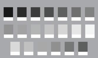 Color Palettes 20 Shades of Grey - Steel and Smoke Colors - with HEX Codes and Names, Colour Swatches and Combinations vector