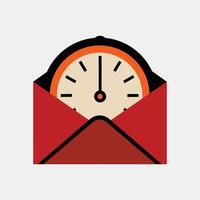 Post Arrival Time Concept - Envelope with clock showing the time vector