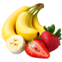 A bunch of bananas and a strawberry png