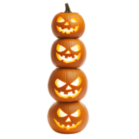 A stack of carved pumpkins with faces on them png