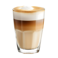 A latte in a glass with a white foam png
