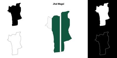 Jhal Magsi blank outline map set vector