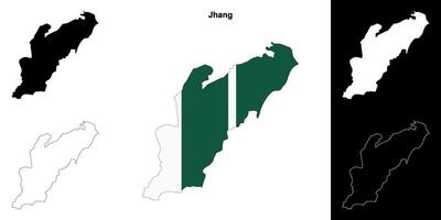 Jhang blank outline map set vector