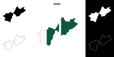 Quetta blank outline map set vector