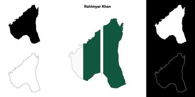 Rahimyar Khan blank outline map set vector
