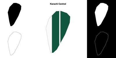 Karachi Central blank outline map set vector
