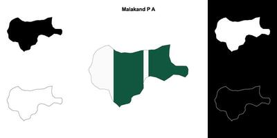 Malakand P A blank outline map set vector