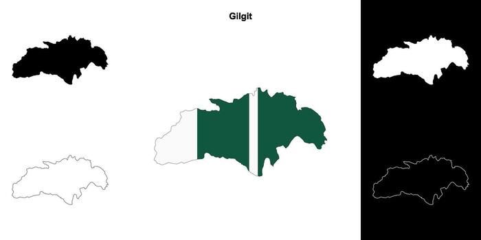 Gilgit blank outline map set vector