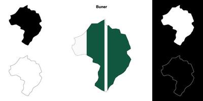 Buner blank outline map set vector