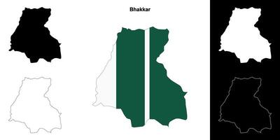 Bhakkar blank outline map set vector