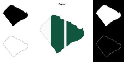 Gujrat blank outline map set vector