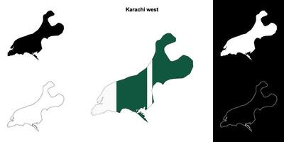 Karachi west blank outline map set vector