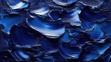 Blue abstract painting with white and black paint photo