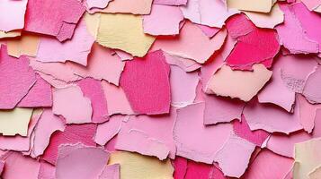 Pink and yellow paper scraps texture background photo