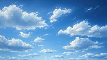 Sunny day, fluffy cumulus clouds, blue sky, background for design photo