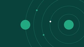 Abstract digital illustration of a stylized solar system with planetary orbits on a dark green background. Futuristic design suitable for science, astronomy, space exploration, and technology themes. vector