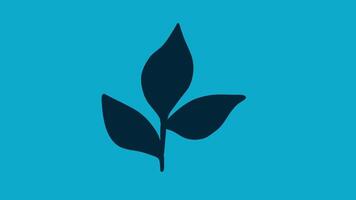 Three leaves icon blue outline style isolated illustration. Thin line sign. Basil leaves isolated on color background illustration. vector