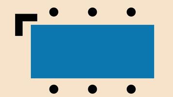 Modern abstract composition with a large blue rectangle, black dots, and a structured layout on a beige background. A geometric illustration perfect for web design and branding visuals. vector