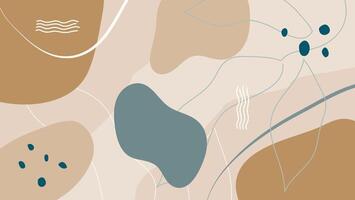 Aesthetic abstract composition featuring fluid lines, natural color palette, and geometric accents. Trendy and elegant background for digital content, print materials, or artistic designs. vector